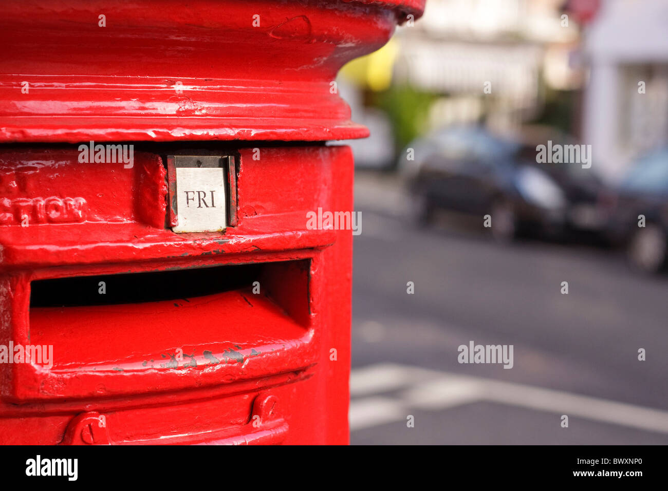 Close-up di Royal Mail postbox Foto Stock