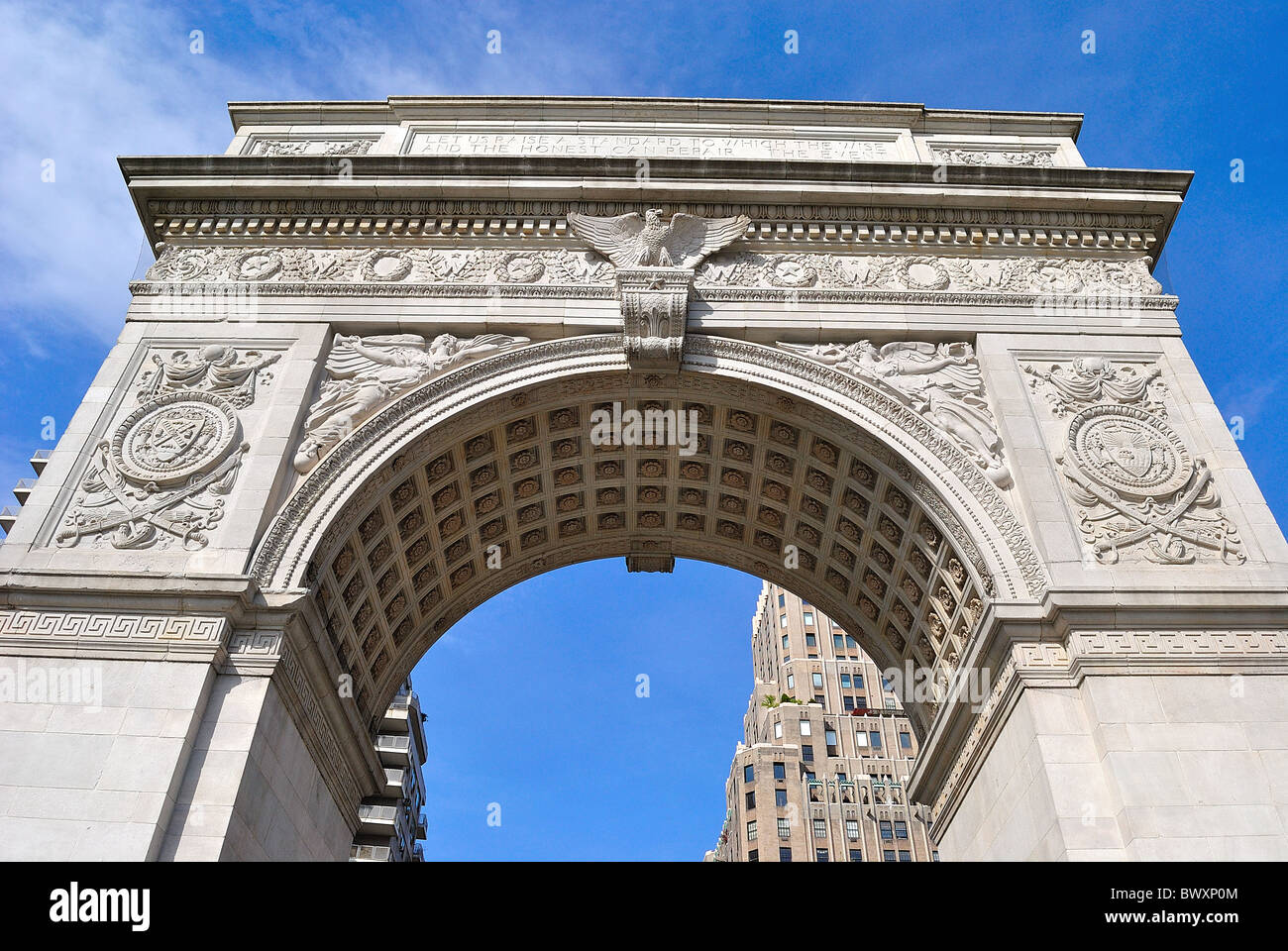 Washington Square Arch a Washington Square Park di New York New York, Stati Uniti d'America Foto Stock