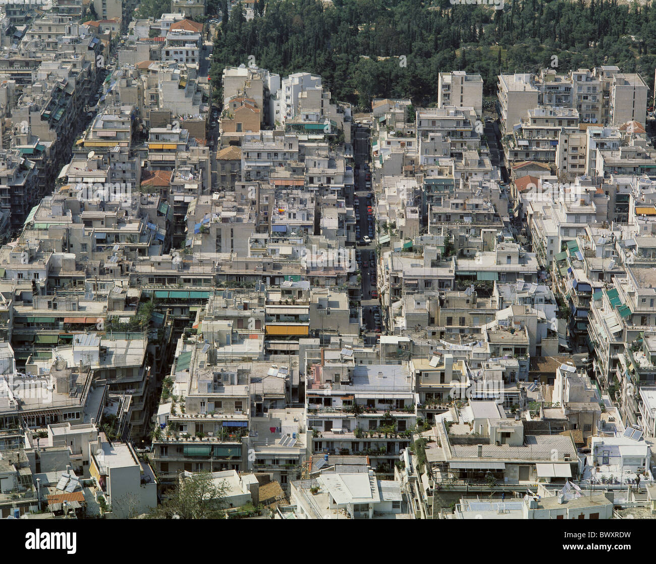 Grecia Atene panoramica sui tetti della città città Foto Stock