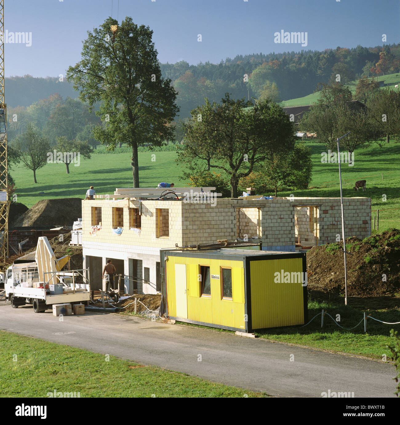 9 immagini Argovia aprile 1995th di giugno 1997 lavoratore costruzione costruzione fasi 4 foto serie pictur Foto Stock