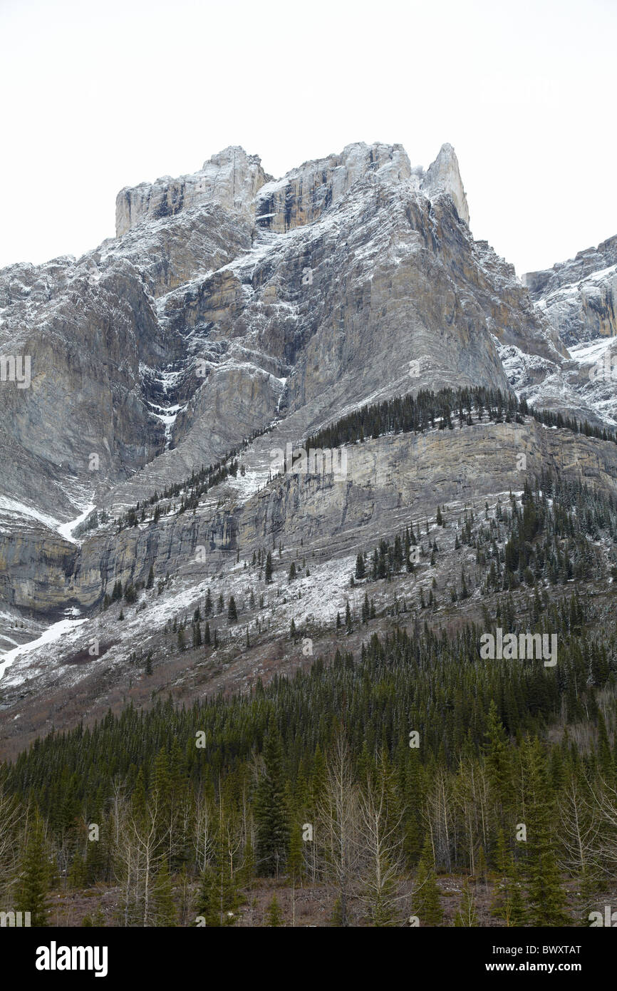 Il monte Wilson, Icefields Parkway e Valle Nord del Fiume Saskatchewan, il Parco Nazionale di Banff, Alberta, Canada Foto Stock