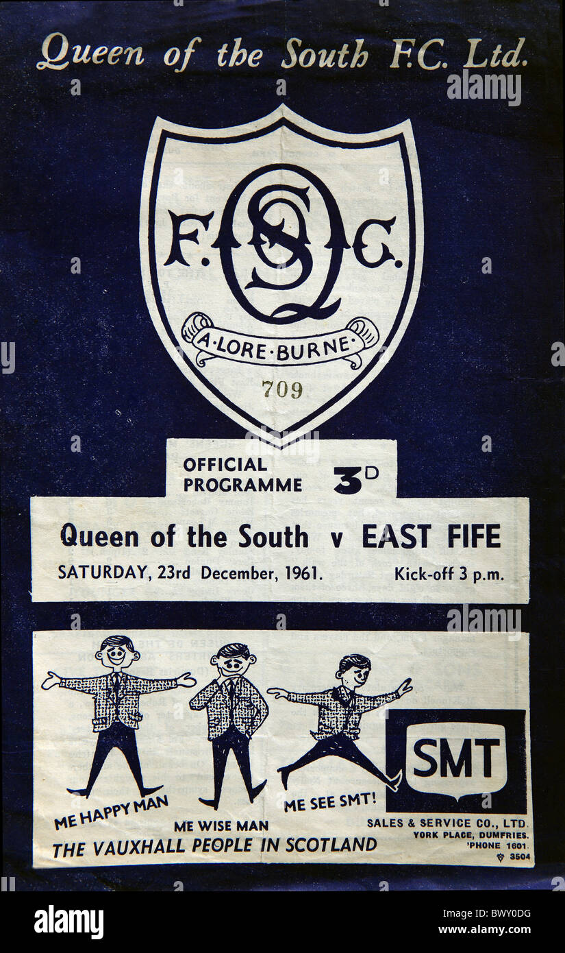 Match programma di calcio per la regina del sud F C versus East Fife sabato 23/12/1961 Foto Stock