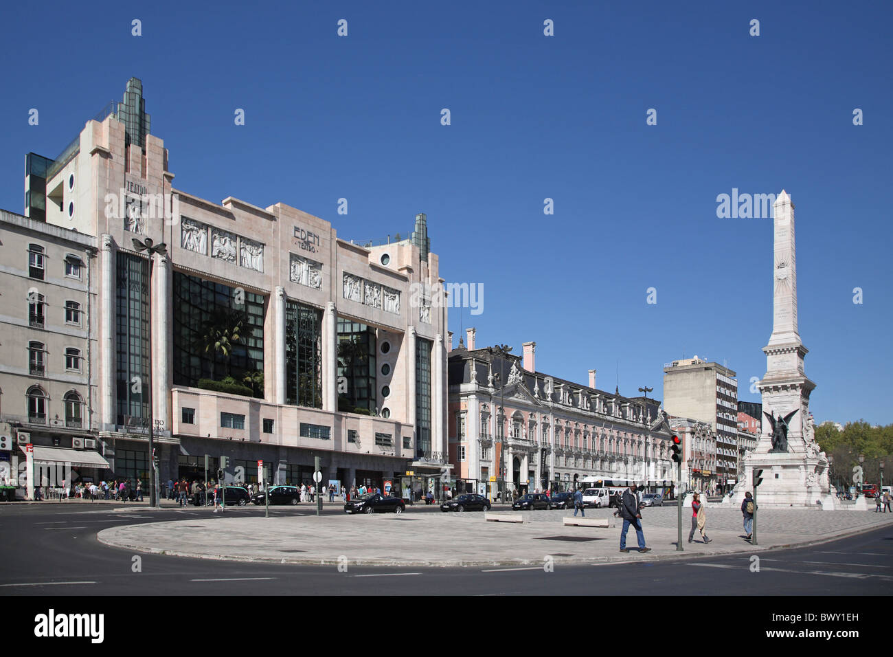 Portogallo Lisbona Lisbona Lisboa Praça dos Restauradores Monumento al portoghese Guerra di restauro Foto Stock