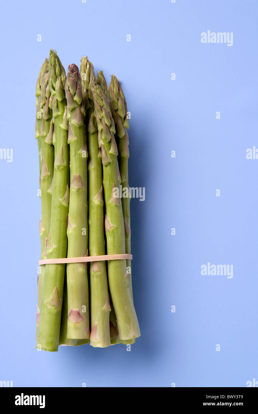 Ritratto di asparagi su fondo azzurro Foto Stock