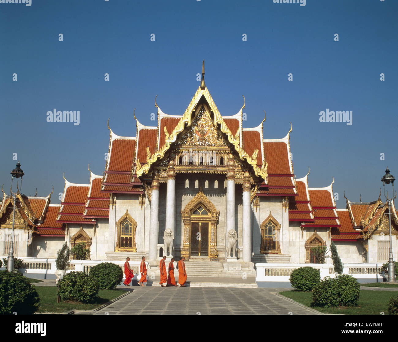 Bangkok taglia grande tempio in marmo monaci templi Thailandia Asia Foto Stock