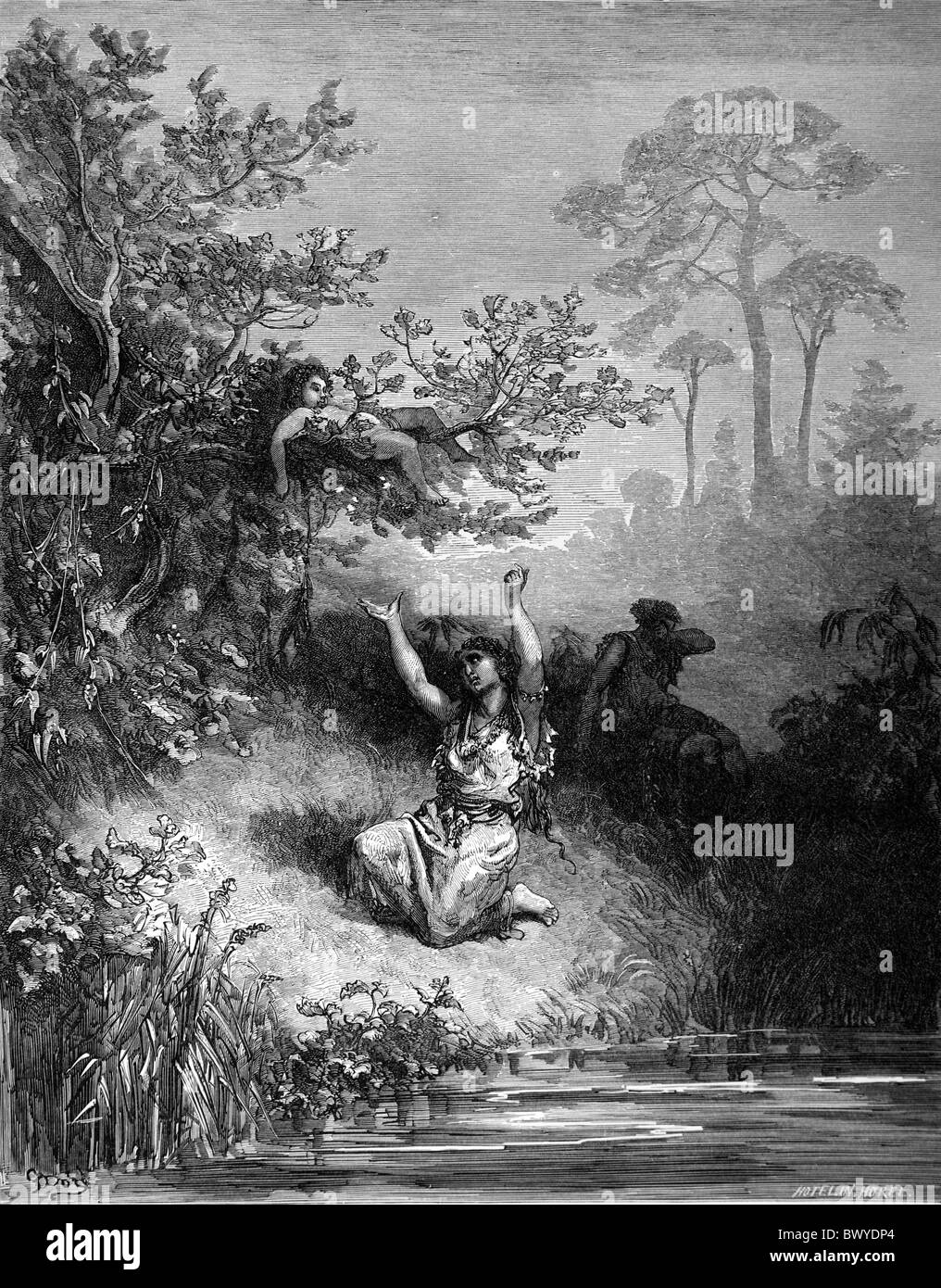 Gustave Doré; una donna Indiana piange il suo bambino morto da Chactas e Atala, una novella da François-René de Chateaubriand Foto Stock