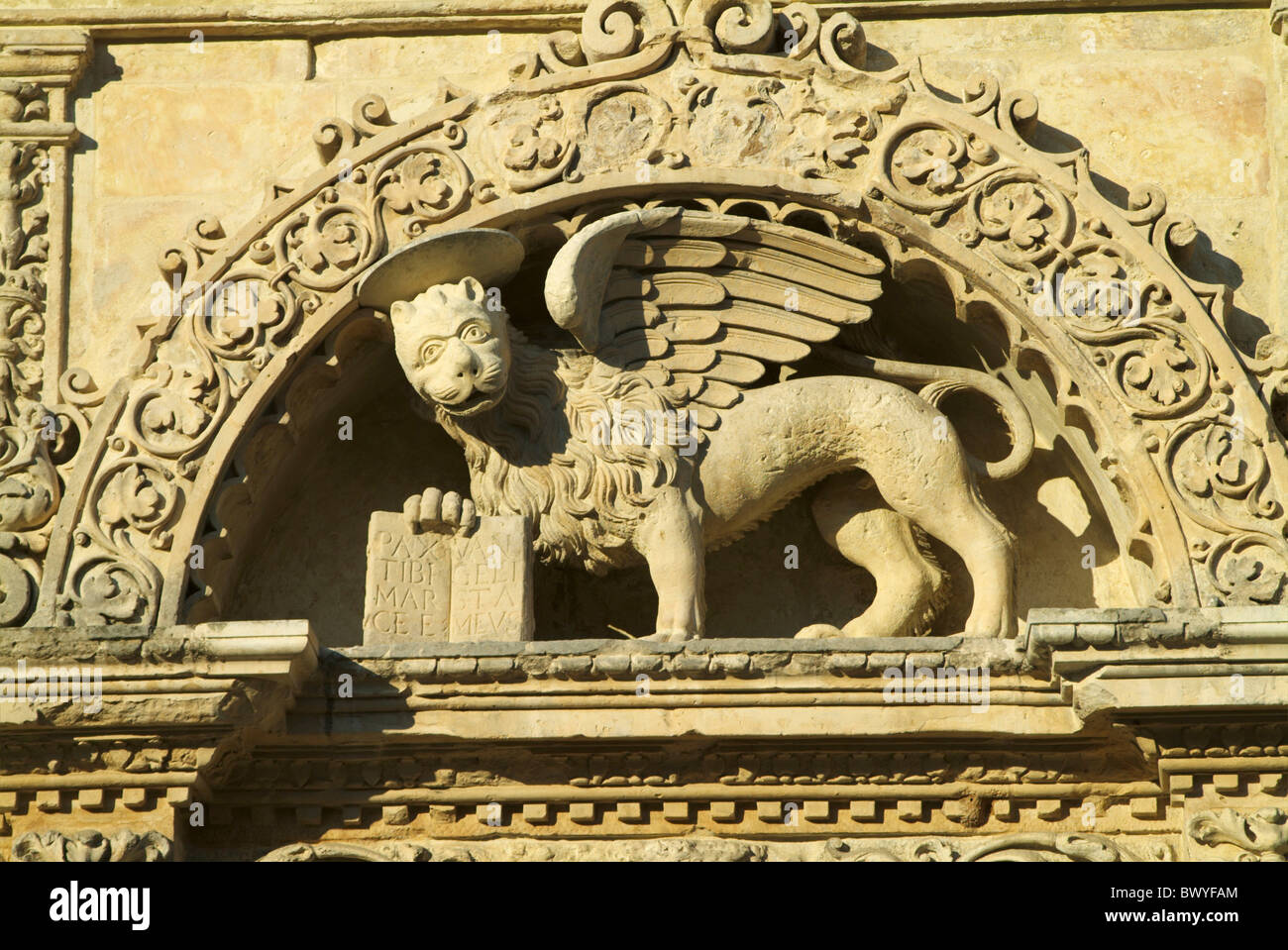 La figura animale Puglia arte barocca Basilica di Santa Croce chiesa cultura particolare facciata Italia Europa Lecce Foto Stock