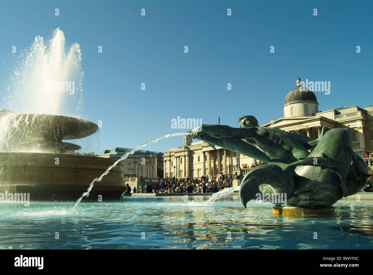 Folks fontana Gallery Gran Bretagna Europa londra persone nazionale persona scultura statua Trafalgar Squa Foto Stock