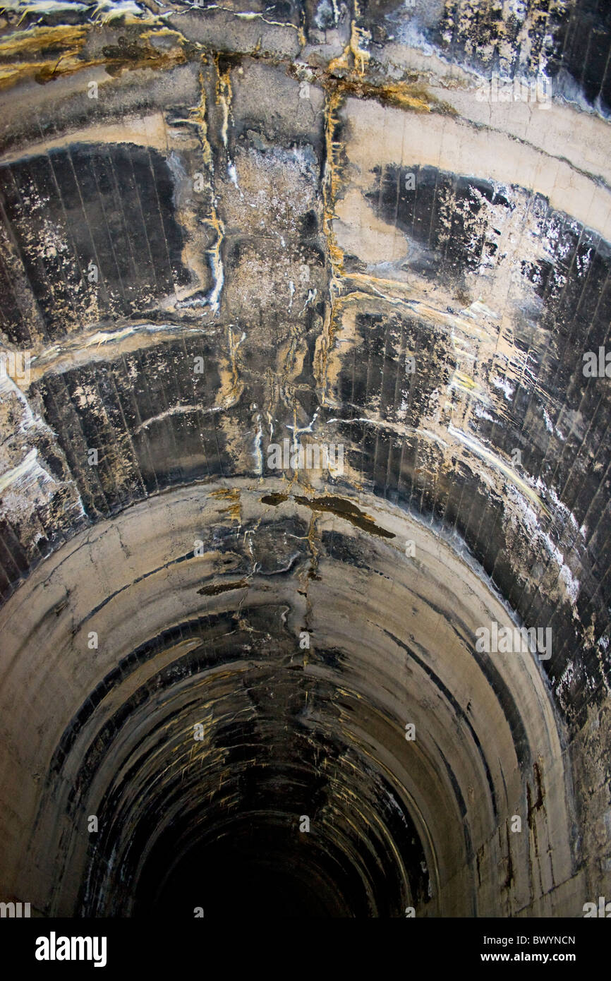 Lime agente legante utilizzato nella costruzione di gallerie del treno gocciola dal calcestruzzo e la formazione di pattern artistici, Hiawatha Trail Foto Stock