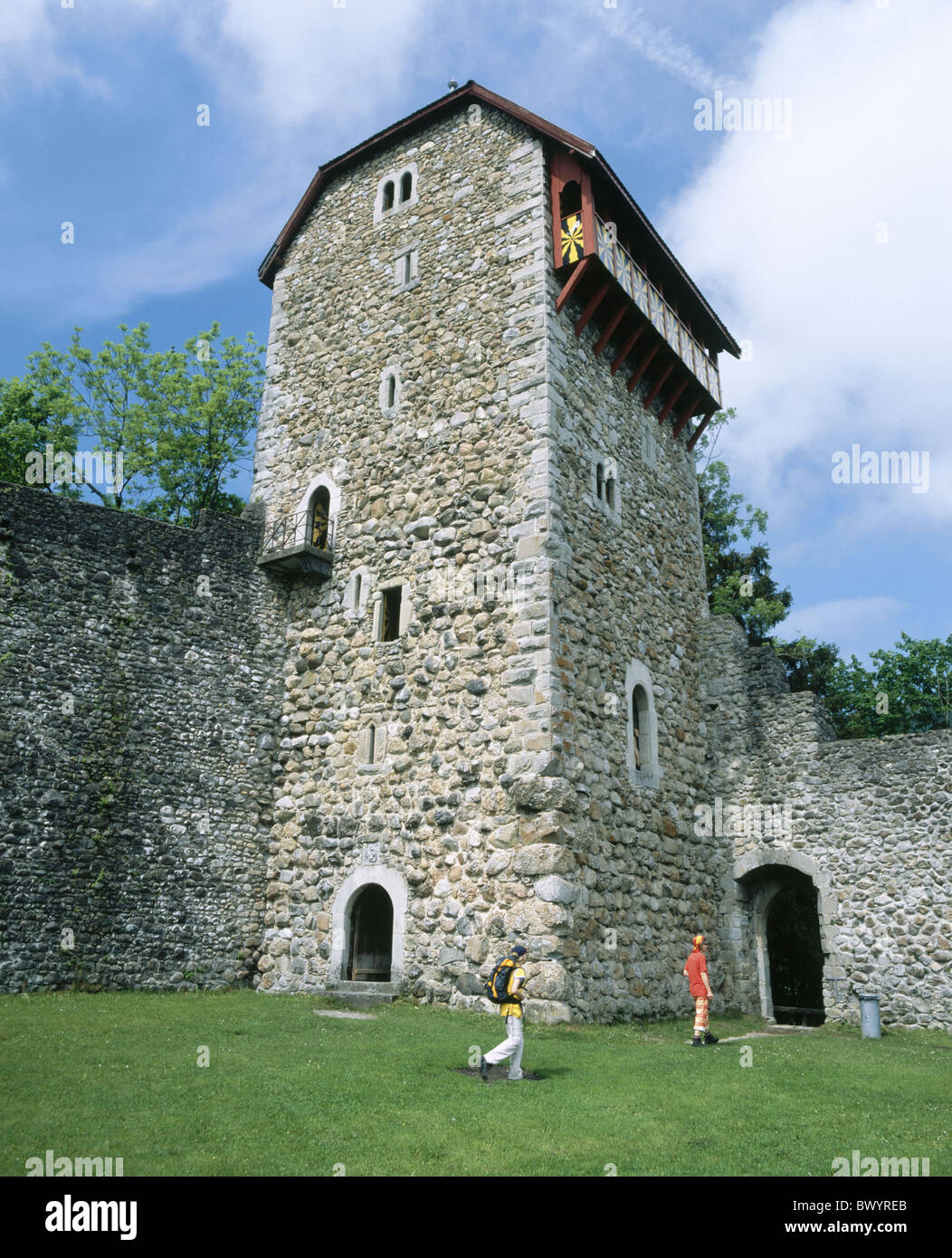Storico castello di Cantone San Gallo Medioevo castello Iberg Svizzera Europa Toggenburg tower rook Wat Foto Stock