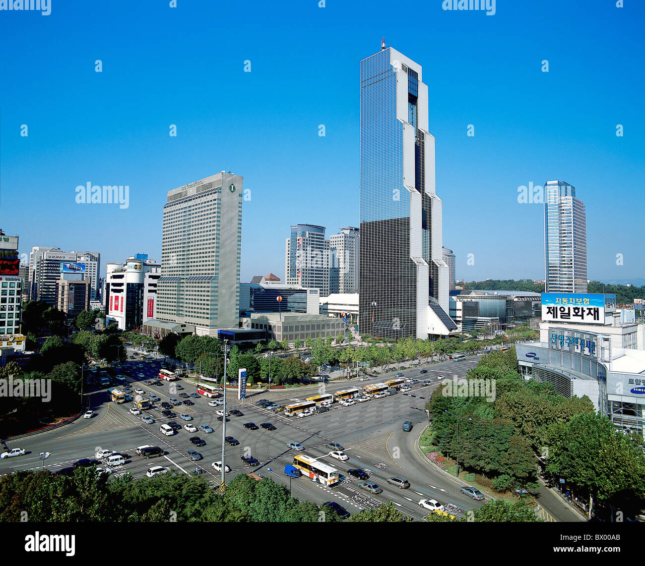Area Asia Corea del moderno skyline di Seoul COREA DEL SUD grattacielo blocco di appartamenti alto edificio del commercio mondiale Foto Stock