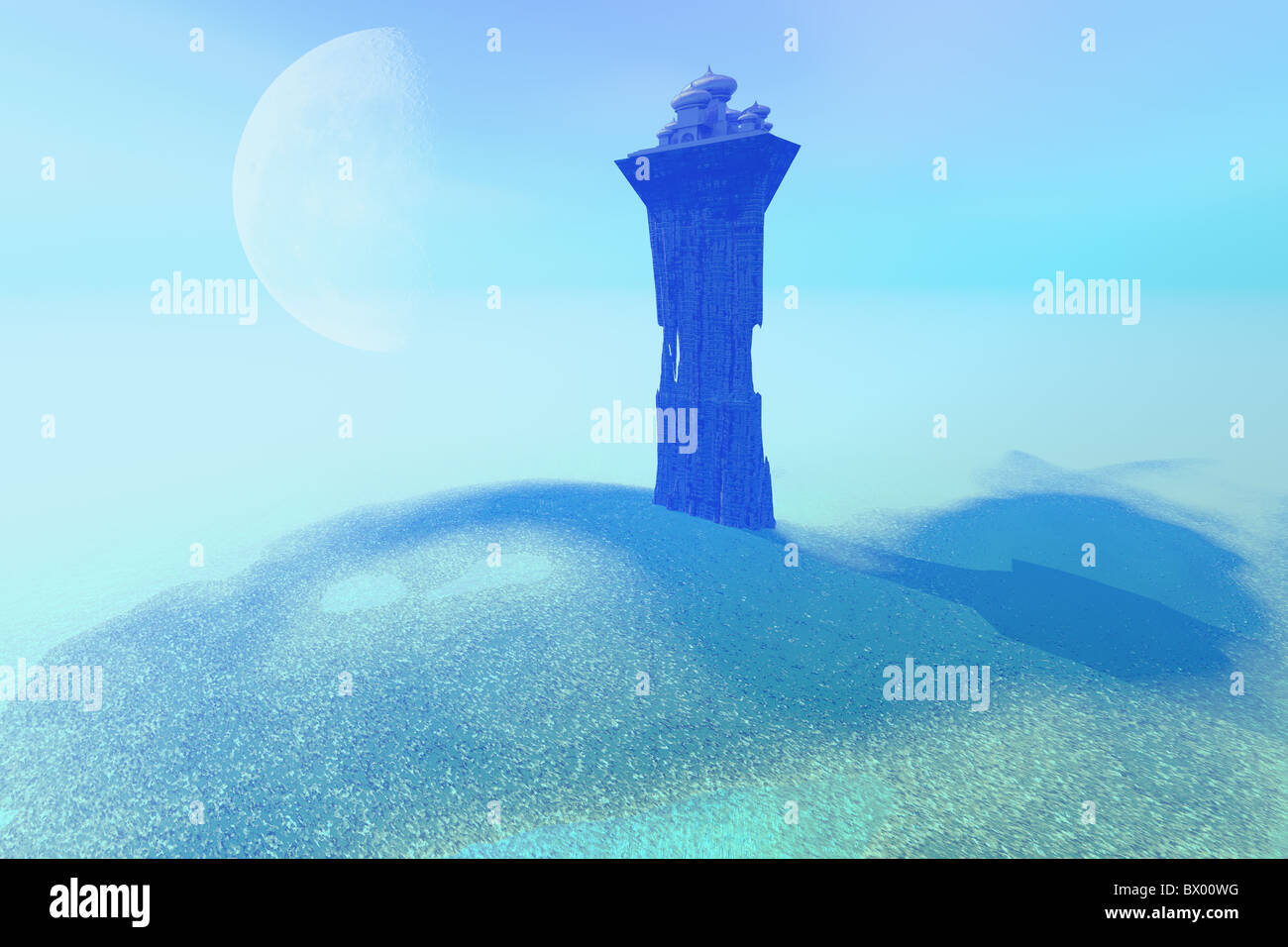 Un palazzo si siede su una torre di vedetta post per questo Fantasy Kingdom. Foto Stock