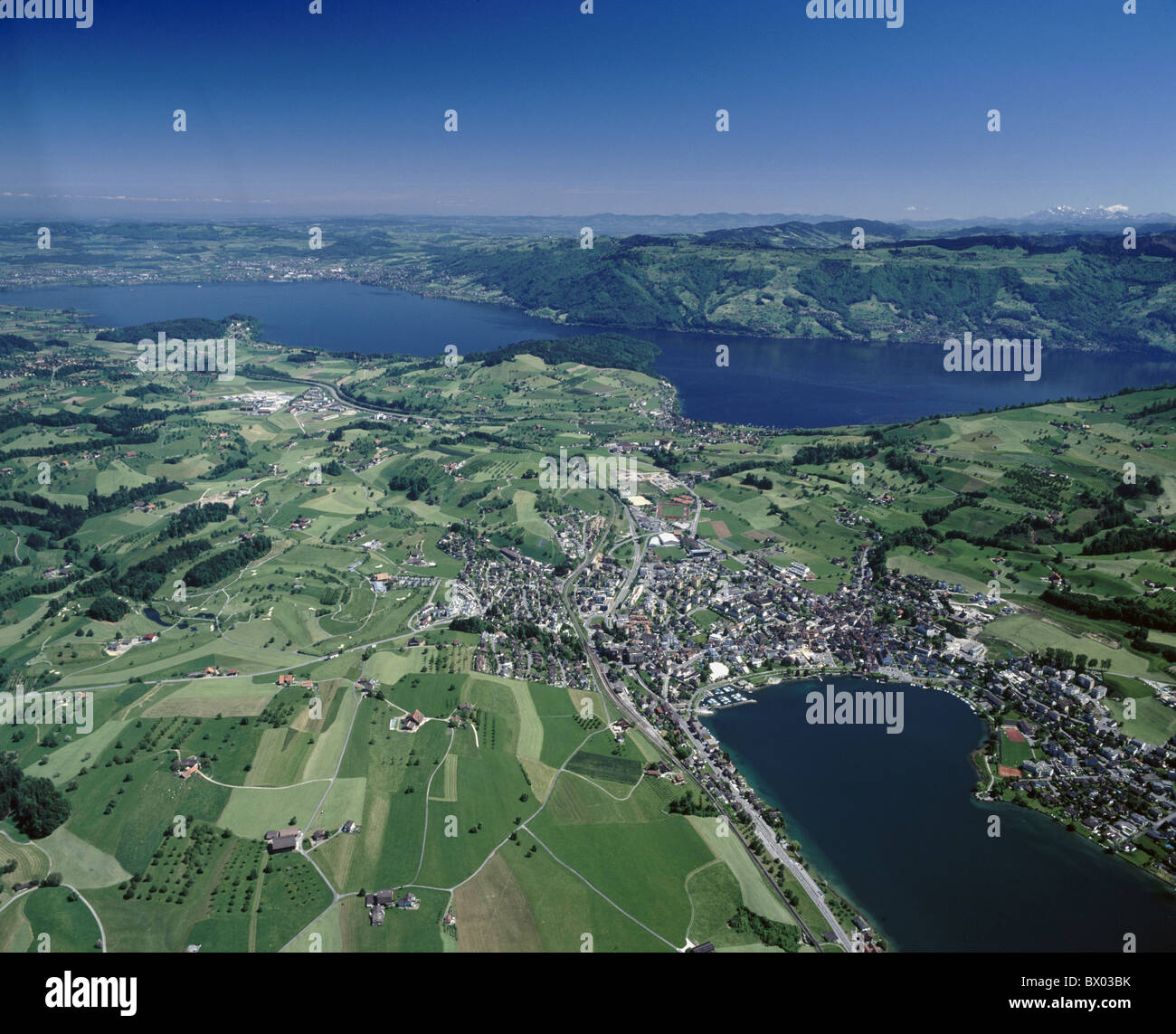 Linea di vista cartografico Zurigo KUSSNACHT AM RIGI foto aerea vista aerea scenario Svizzera Europa Swi Foto Stock
