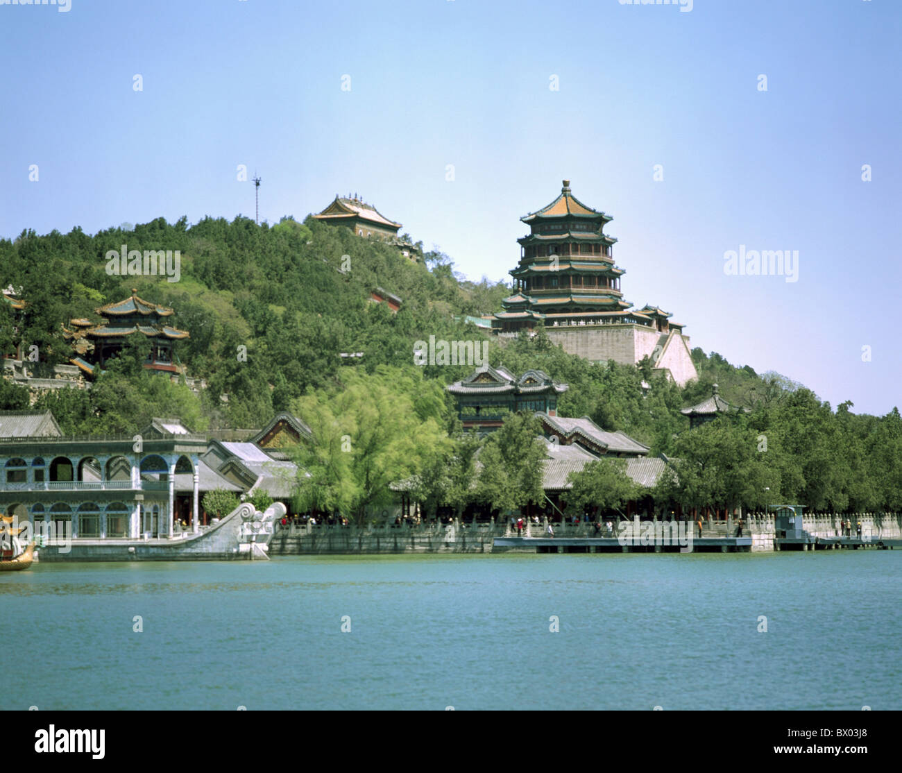 Area Pechino Cina Asia collina della longevità Pechino Pechino lago mare estate palazzo torre di tempio di rook Foto Stock