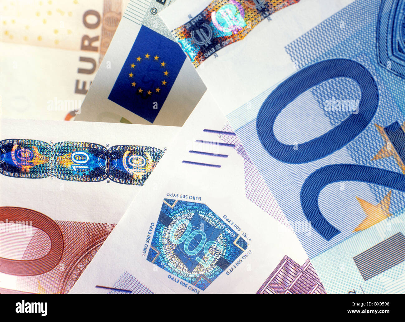 Contrassegni di euro moneta note denaro economia finanze Foto Stock
