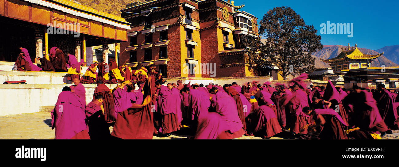 Grand citazione cerimonia, Monastero Labrang, Xiahe, Gannan tibetano prefettura autonoma, provincia di Gansu, Cina Foto Stock