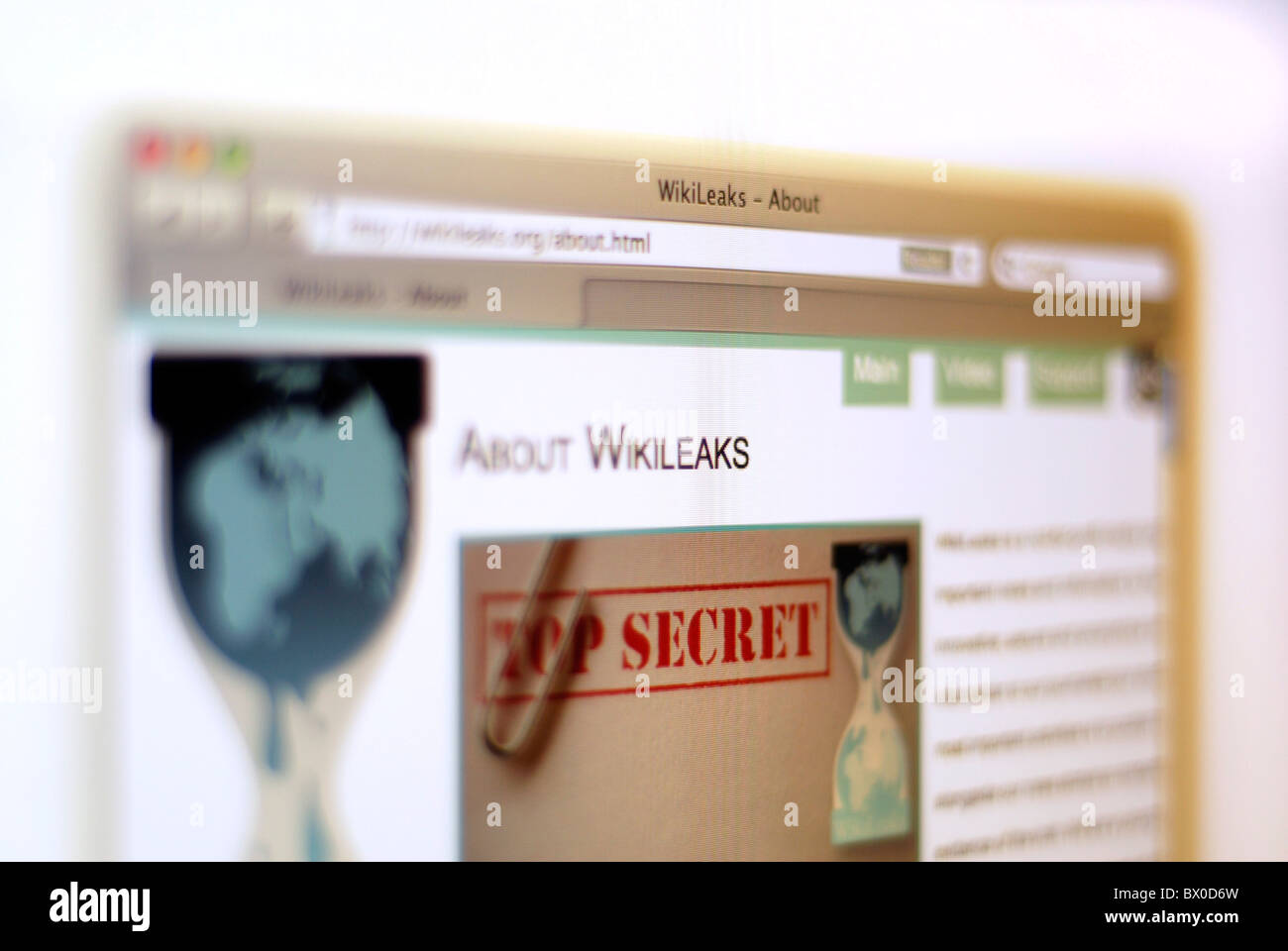 WikiLeaks sito web, creative focus Foto Stock