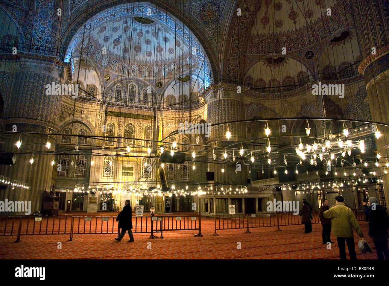 La Moschea Blu o di Sultan Ahmed moschea. Vista interna. Istanbul, Turchia. Foto Stock