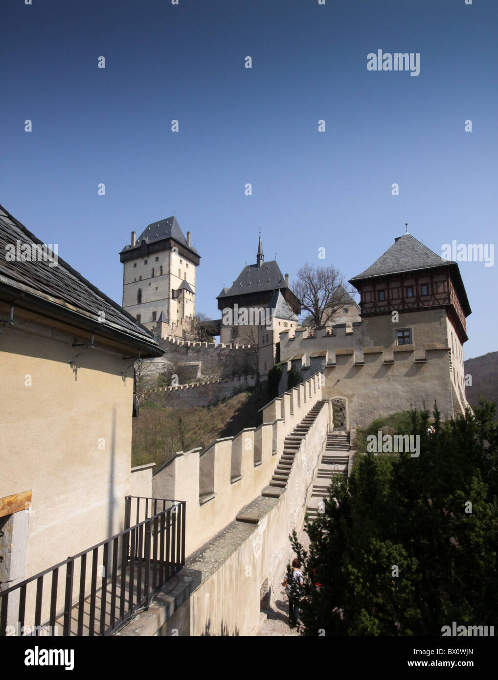 Castello di Karlštejn, Burg Karlstein, Hrad Karlštejn Foto Stock