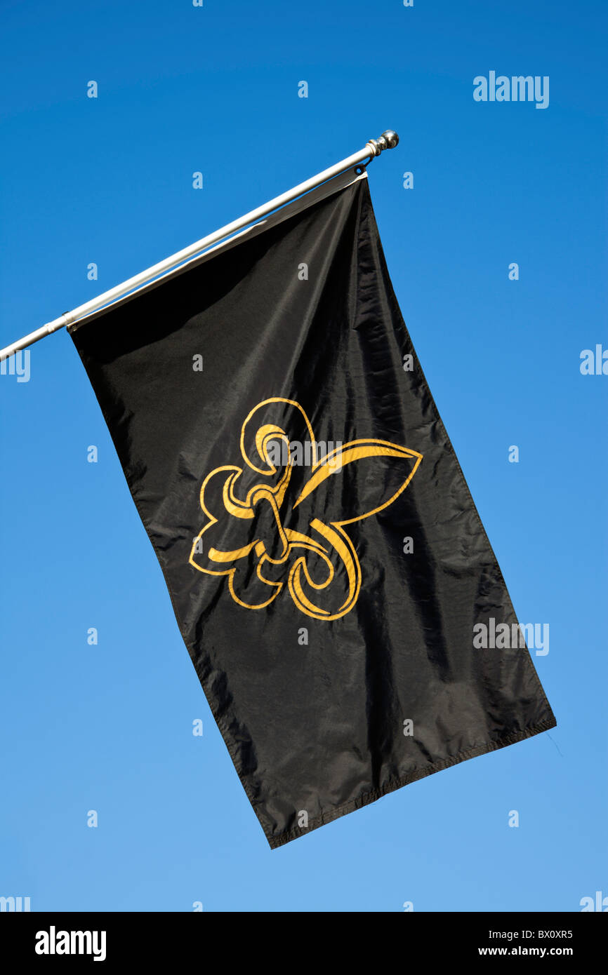 Louisiana segno sulla bandiera nera Foto Stock