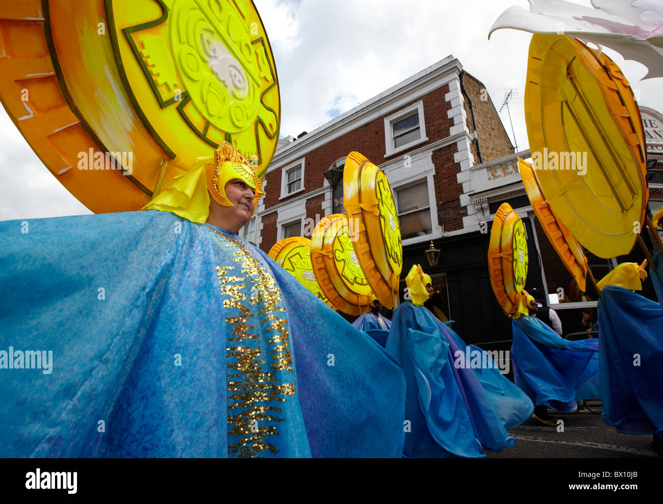 La gente di carnevale carnevale di Notting Hill Londra Foto Stock