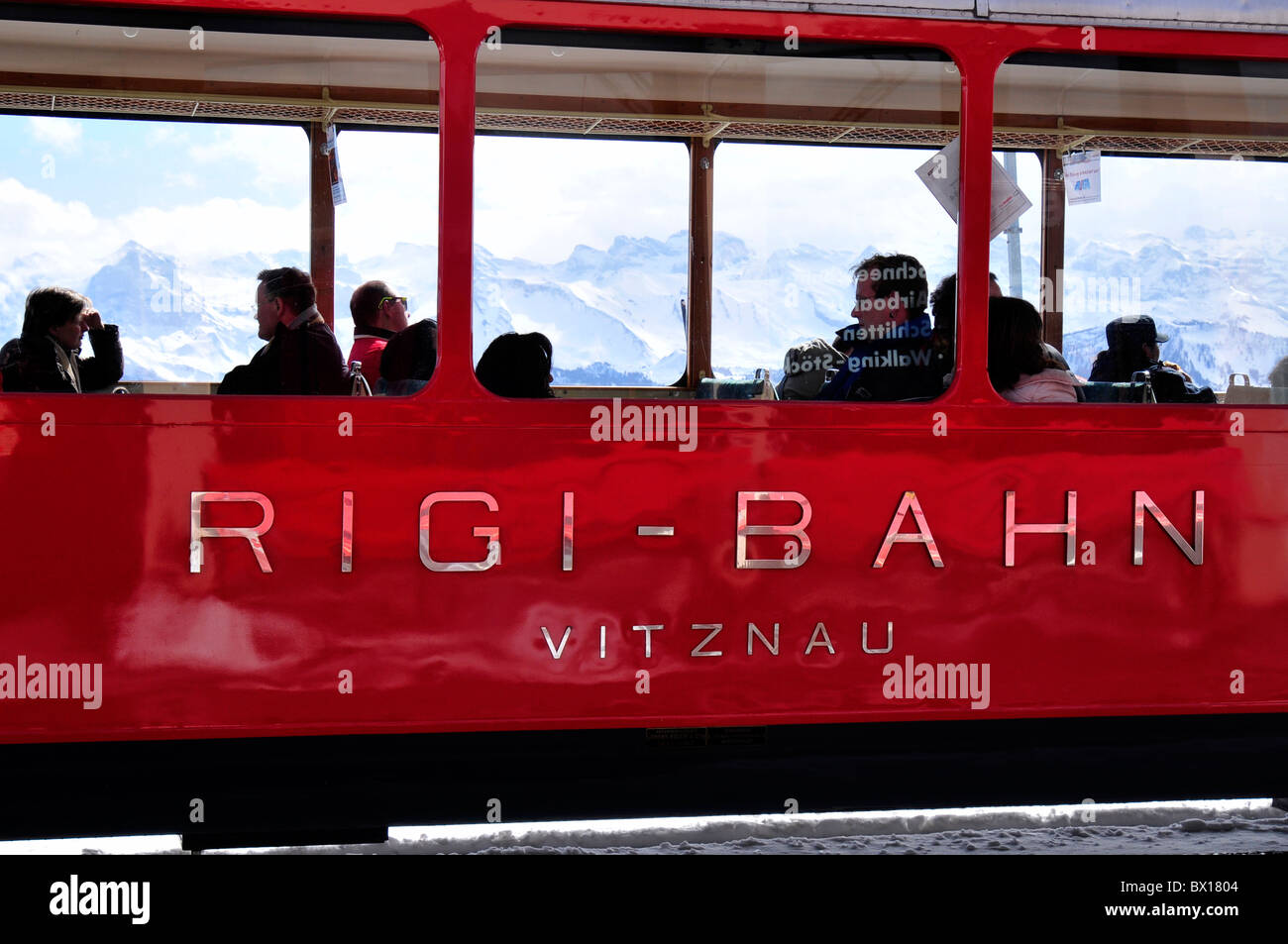 Il monte rigi-bahn vitznau svizzera neve Foto Stock