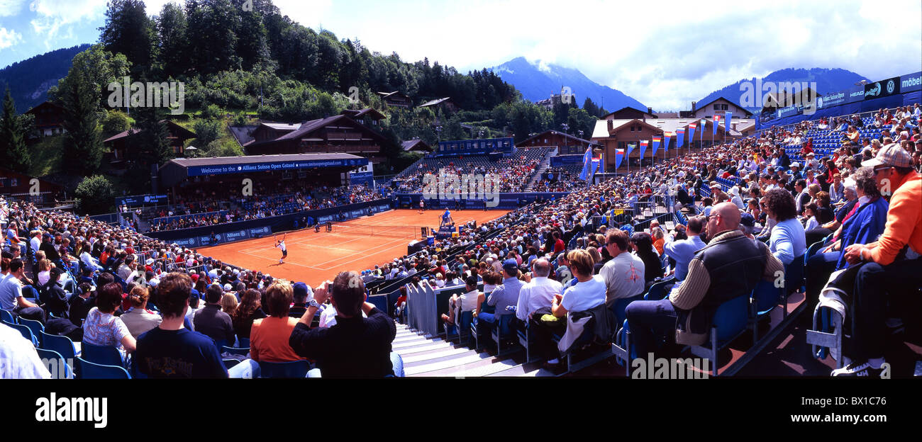 Berna cantone di Berna Gstaad racing spettatori sport Svizzera Europa tennis top class tournament Foto Stock