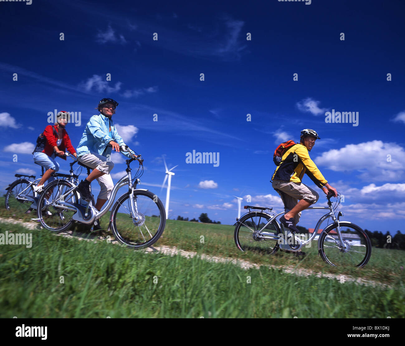 Avventura bici energia elettrica Flyer gruppo Freiberge paranco Jura natura sport di ricambio estate Swi Foto Stock