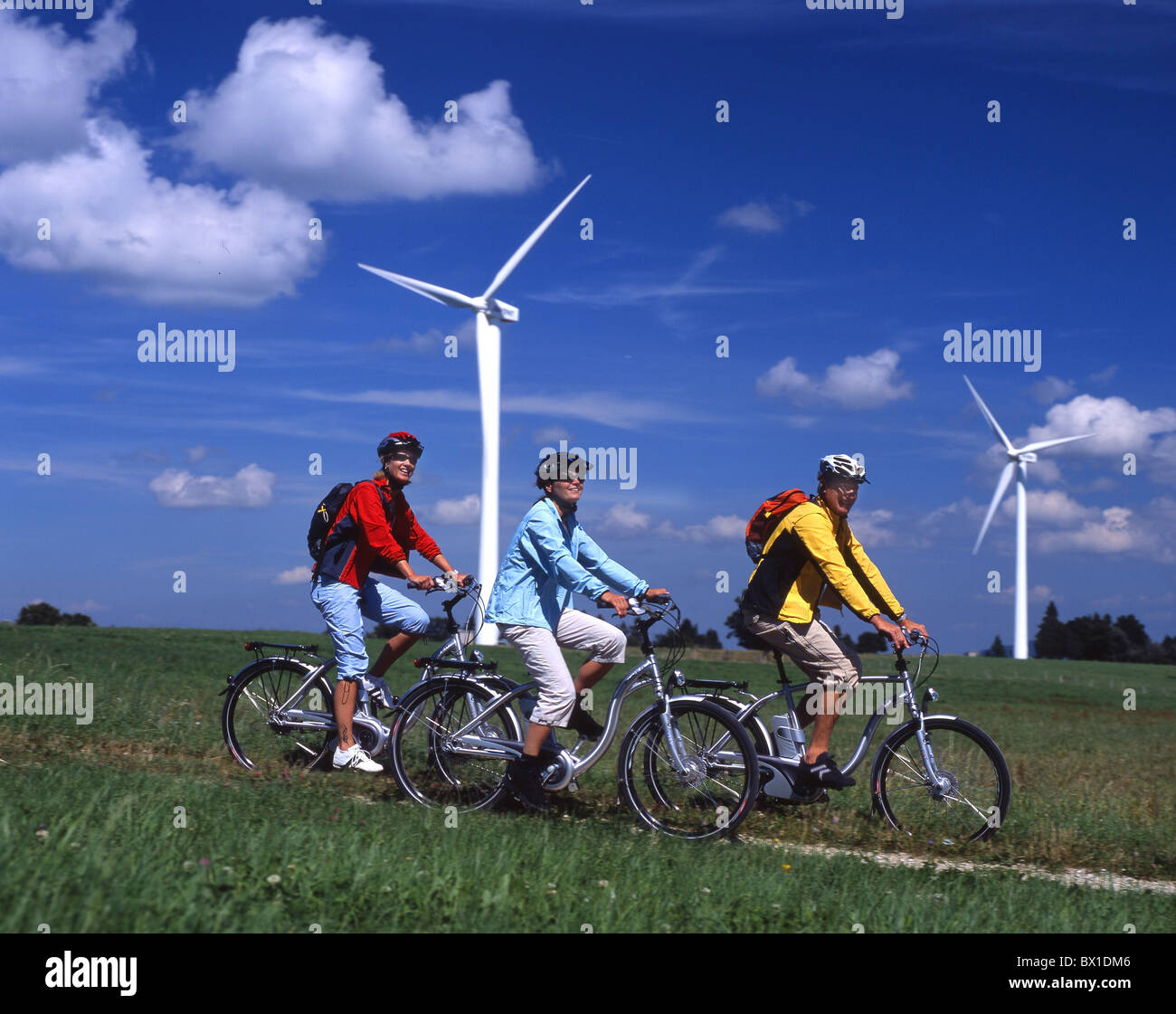 Avventura bici energia elettrica Flyer gruppo Freiberge paranco Jura natura sport di ricambio estate Swi Foto Stock