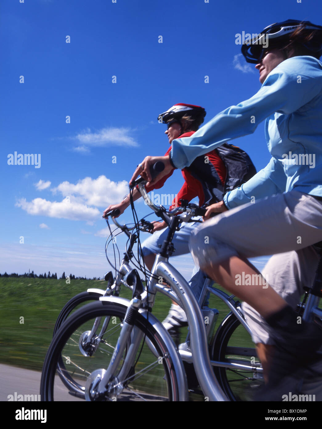 Noleggio bike Flyer elettrico gruppo paesaggio paesaggio di ricambio estate sportiva svizzera Europa volta tour B Foto Stock