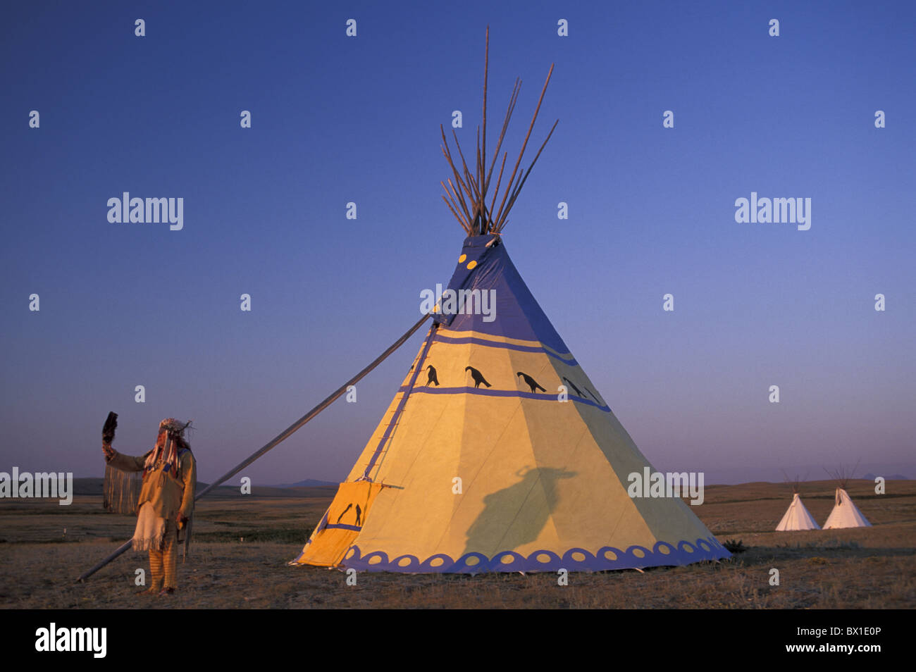 Blackfeet Indian Reservation Browning Darrell Norman tenda nativo americana tende Tepee Montana USA America United S Foto Stock
