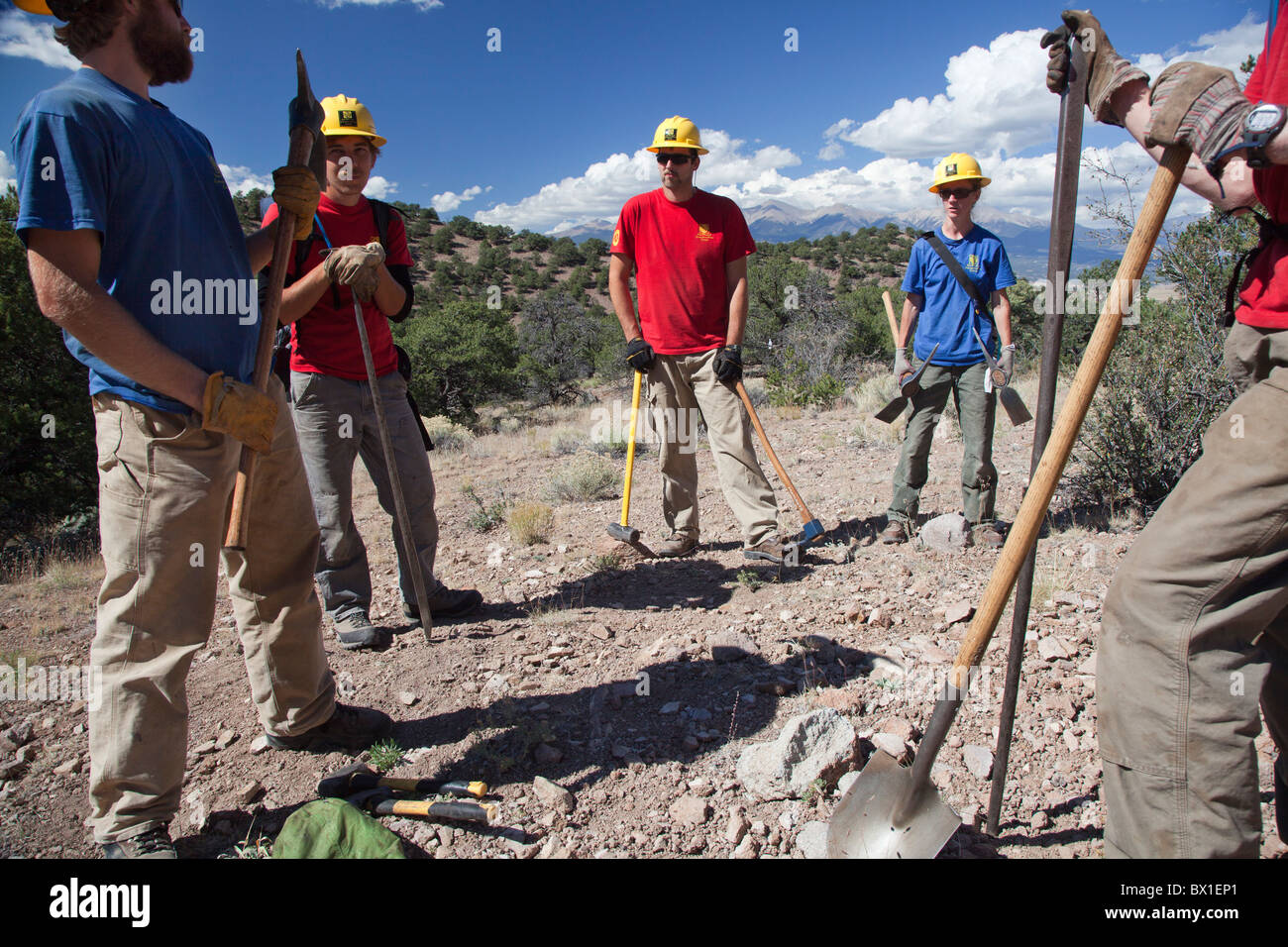 Costruzione di Mountain Bike Trail Foto Stock