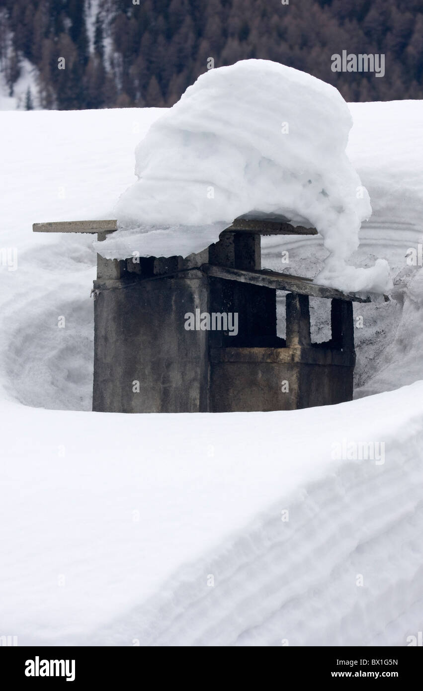 Ciminiere in snow italia valle d'Aosta Foto Stock