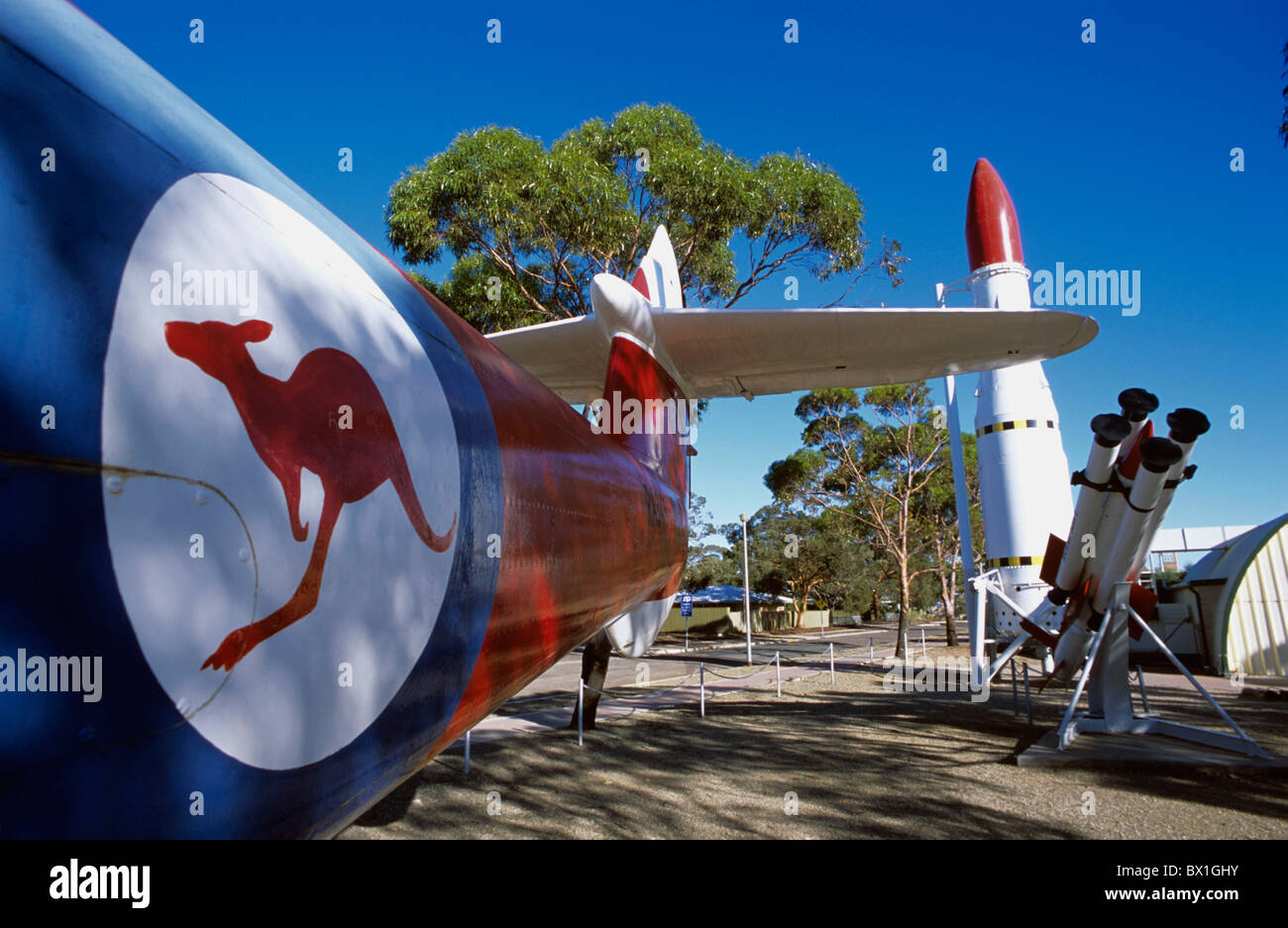 Astronautica aereo Australia presentano Aviation Museum di razzi South Australia Woomera space center Foto Stock