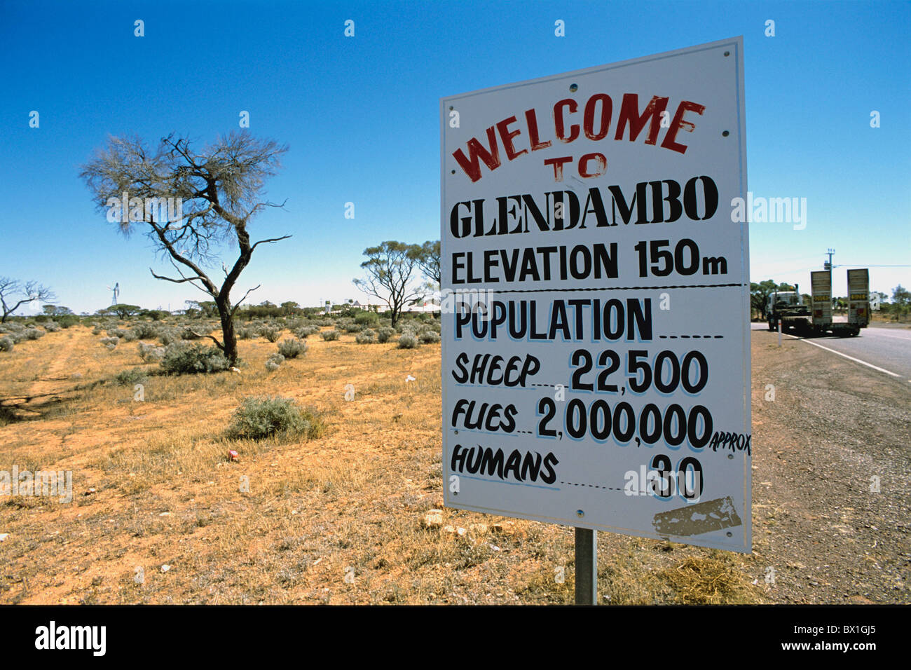 Australia Glendambo roadhouse Outback scudo segno South Australia road Foto Stock