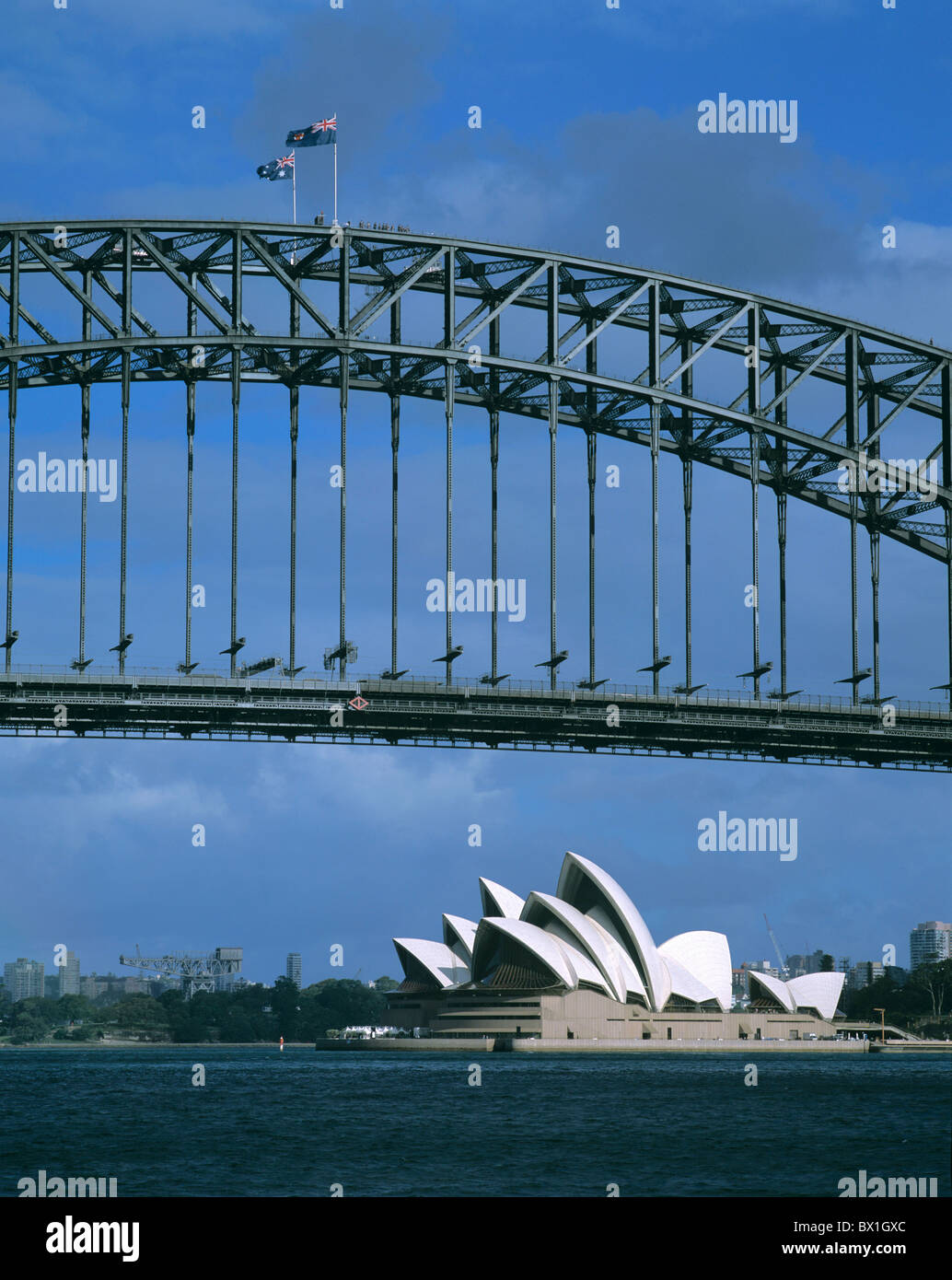 Architettura Australia Harbour Bridge Jorn Utzon moderno Nuovo Galles del Sud Opera House opera house Sydney Foto Stock