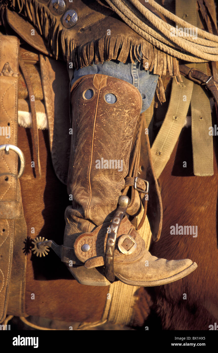 Stivali da cowboy di dettaglio stivali da cavallo Texas USA America Stati Uniti Foto Stock