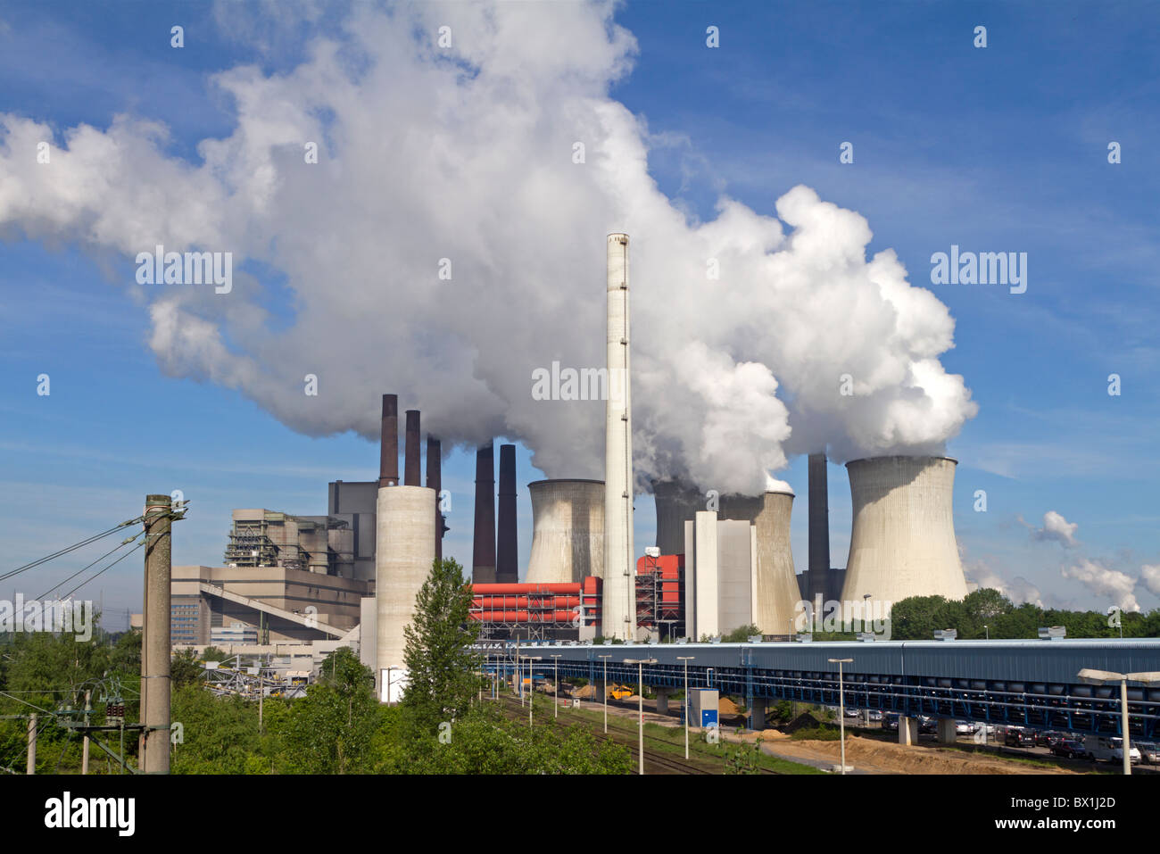 Casa potenza Neurath con cielo blu Foto Stock
