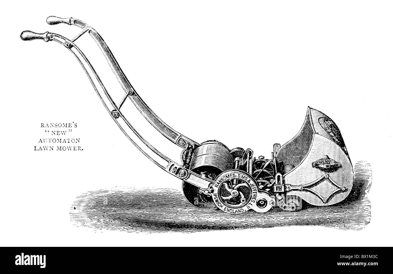 Illustrazione di un Victorian tosaerba. Questo è 'Ransomes Automa nuovi tosaerba' Foto Stock