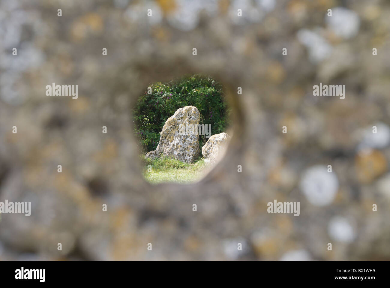 Rollright Stones gap in una pietra Foto Stock