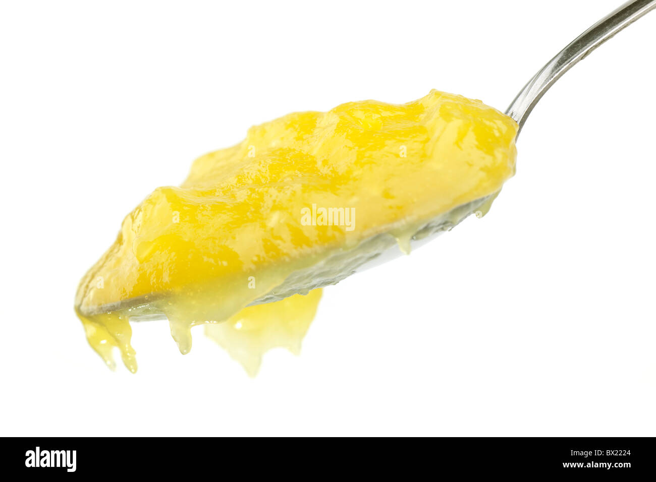 Cucchiaio da tavola di cagliata di limone Foto Stock
