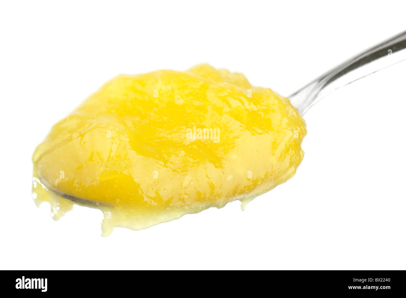 Cucchiaio da tavola di cagliata di limone Foto Stock
