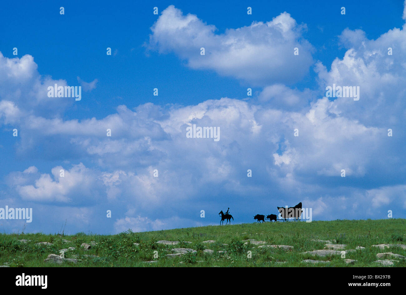Consiglio Grove Kansas USA Stati Uniti America 10817022 carri di ferro Trail monumento Foto Stock