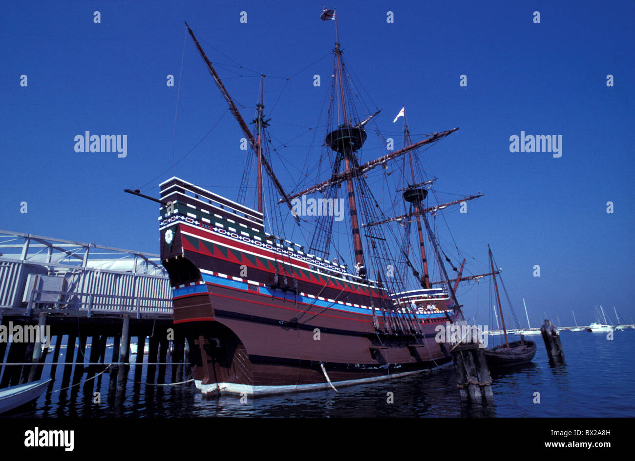 America porto Copia cronologia storica immigrati immigrati immigrazione Massachusetts Mayflower II Plym Foto Stock