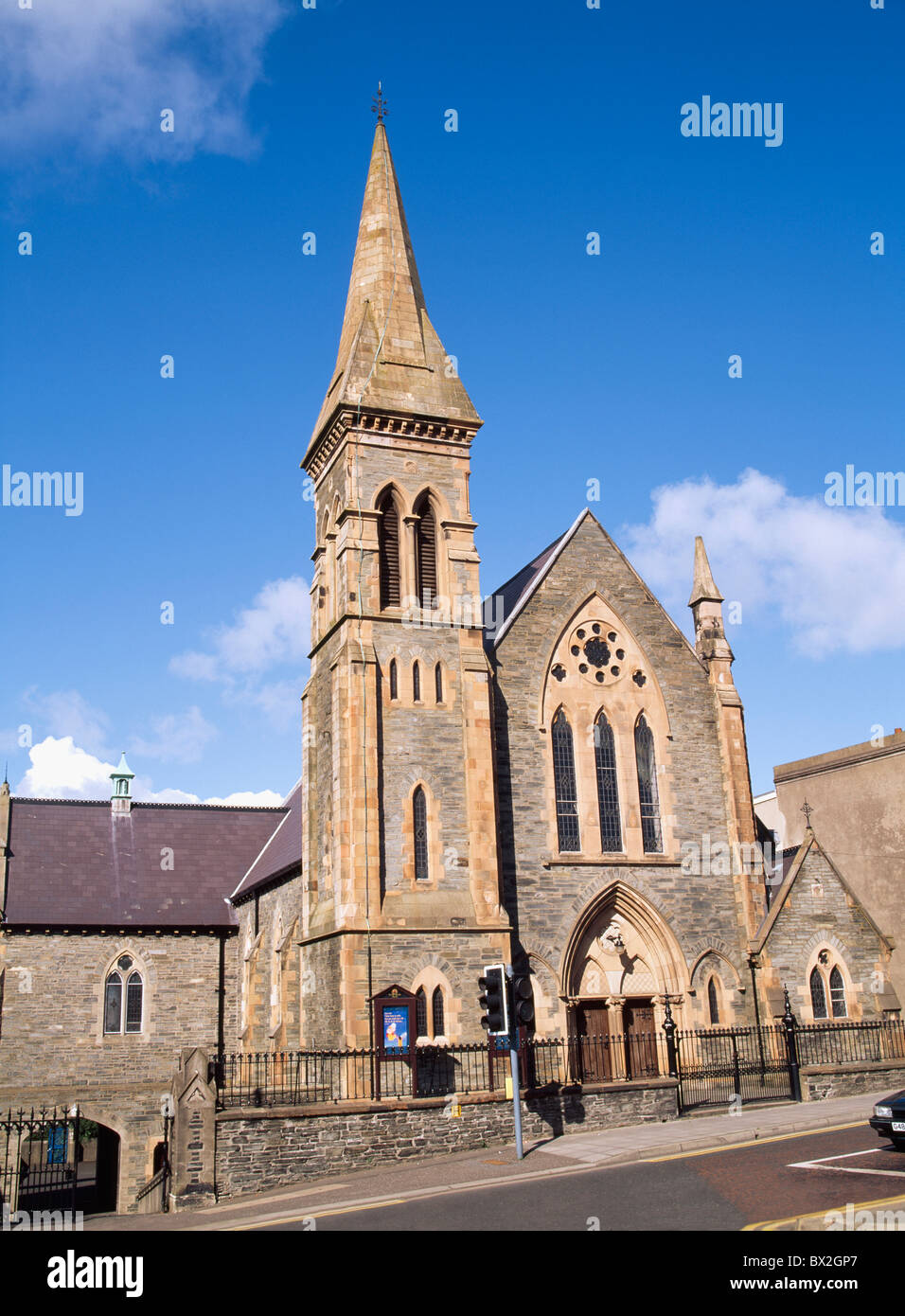 Derry City, Waterside Chiesa Presbiteriana, Clooney terrazza, Foto Stock