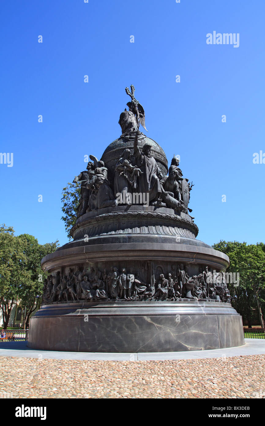 Monumento del millennio in Russia nel grande Novgorod Foto Stock