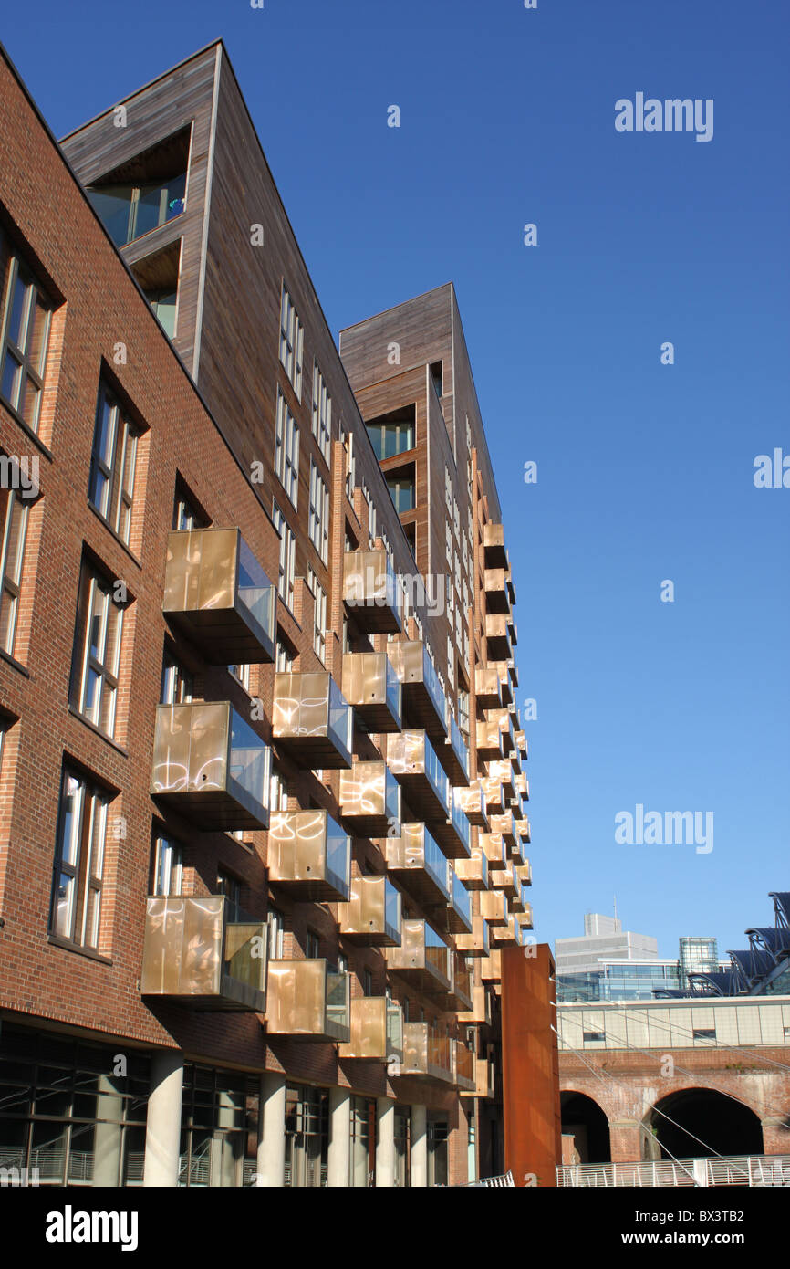 Watermans posto, Riverside Apartments, Granary Wharf, Leeds Waterfront, Leeds City Centre. Foto Stock