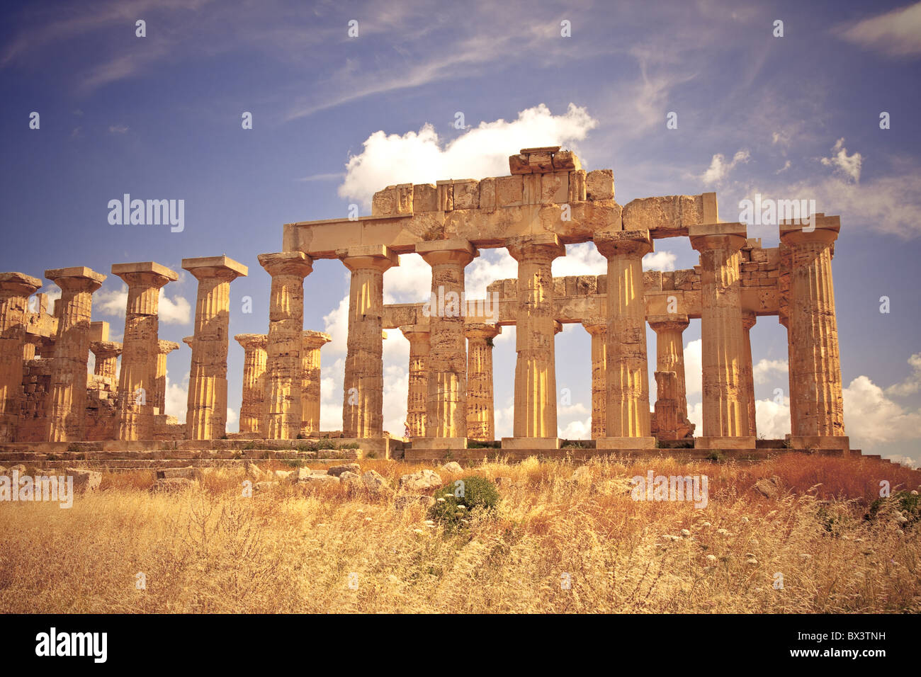 Rovine del tempio greco di Selinunte, Sicilia, Italia Foto Stock