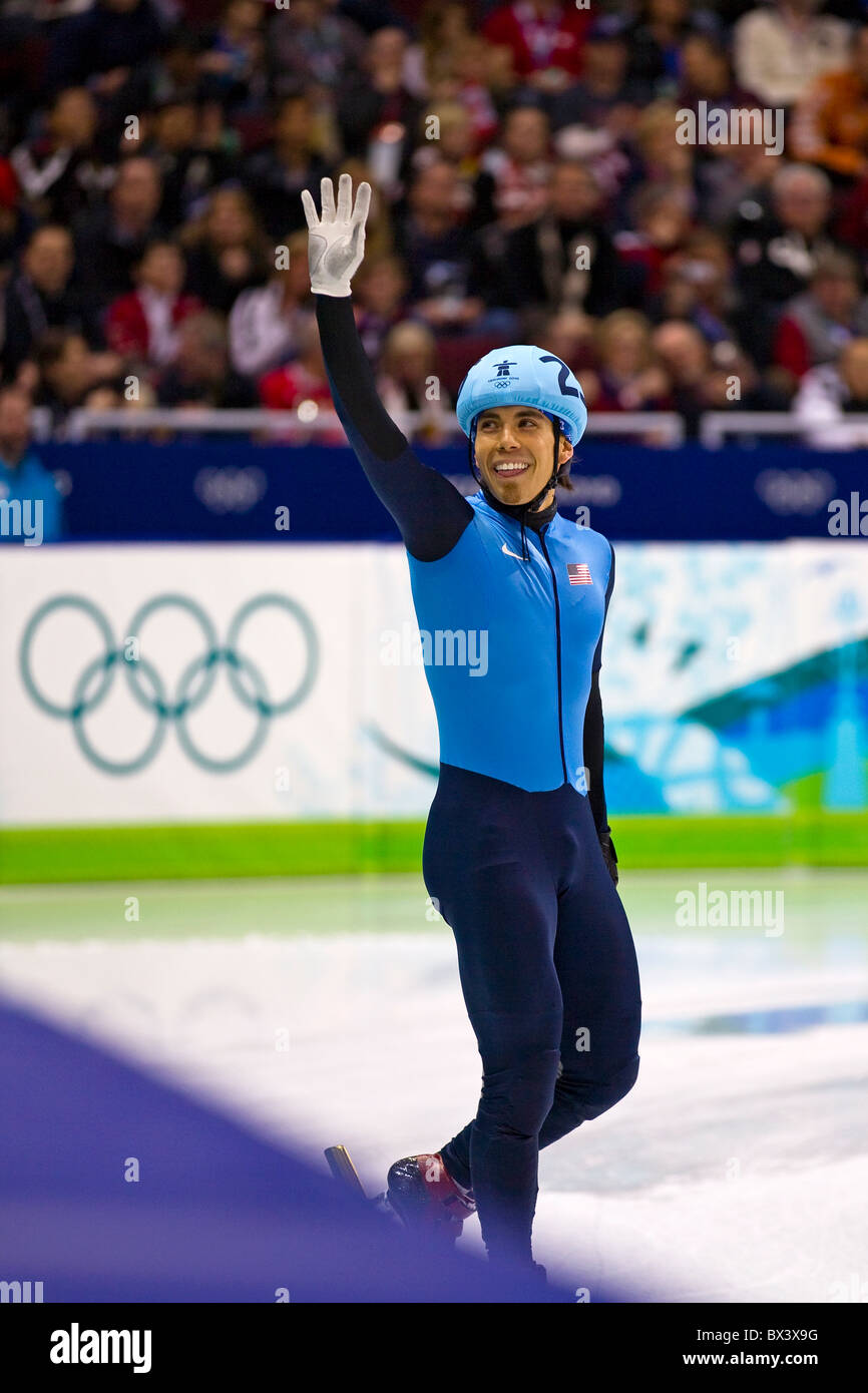 Invernali di Vancouver 2010; Mens short track pattinaggio di velocità; 1500m; #256 Apolo Ohno Foto Stock