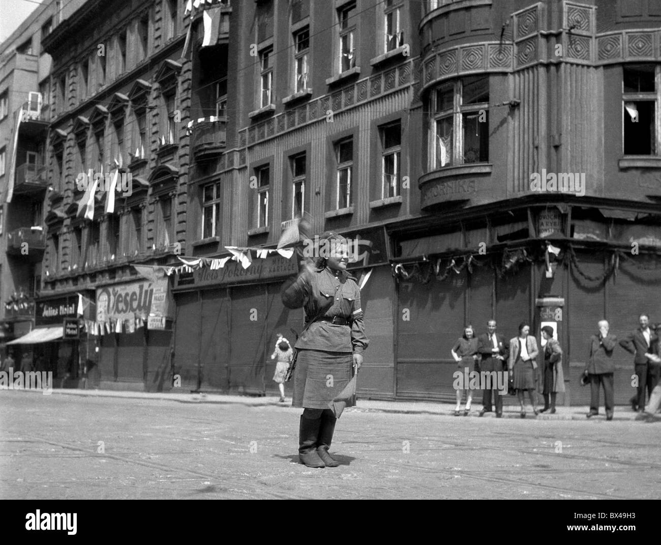 Durante la Seconda Guerra Mondiale, il protettorato della Boemia e della Moravia, la liberazione di Praga Foto Stock